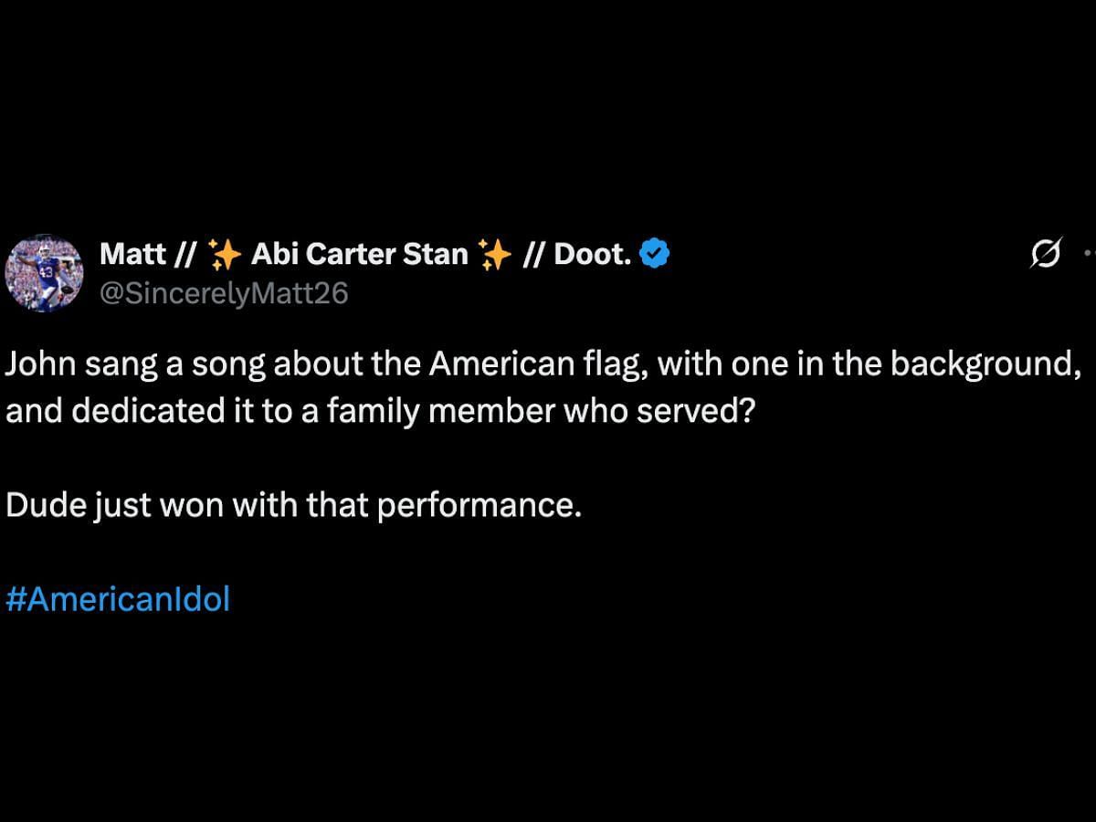 Netizens react to John Foster's performance (Image via Instagram/@SincerelyMatt26)